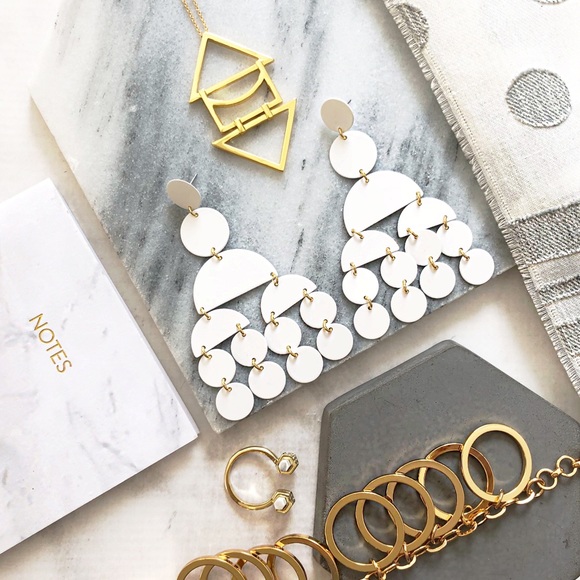 J. Crew Jewelry - White Mod Geometric Chandelier Statement Earrings